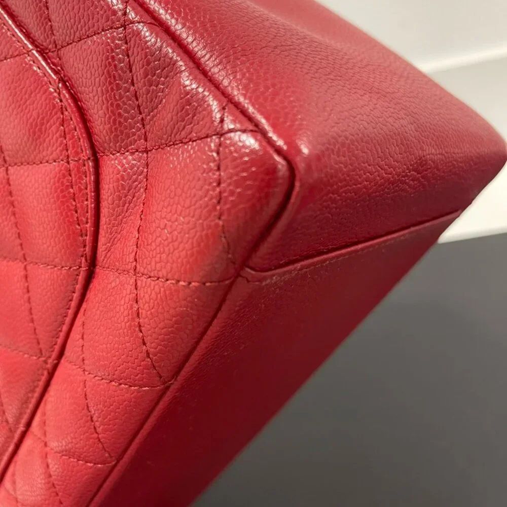 Chanel Caviar Quilted Grand Shopping Tote GST Red (JB1363)